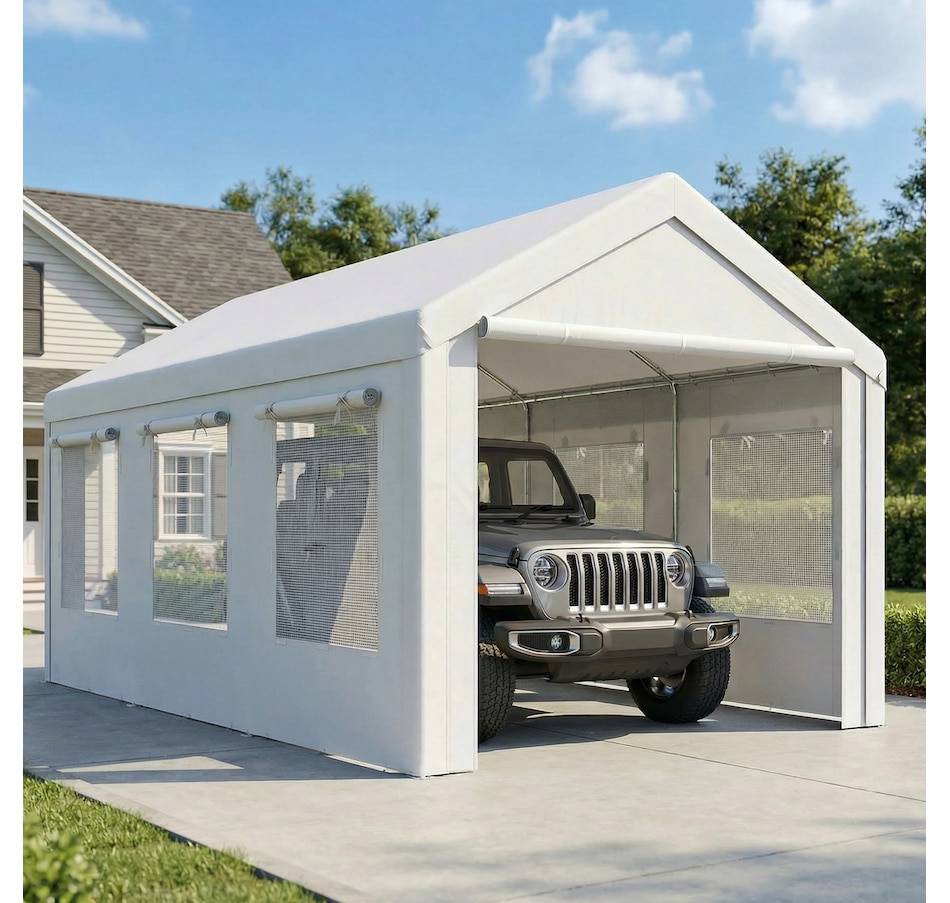 Image 938111_ALTMORE1.jpg, Product 938-111 / Price $329.99, Outsunny 10' x 20' Heavy Duty Carport, Height Adjustable Portable Garage from Outsunny on TSC.ca's Home & Garden department