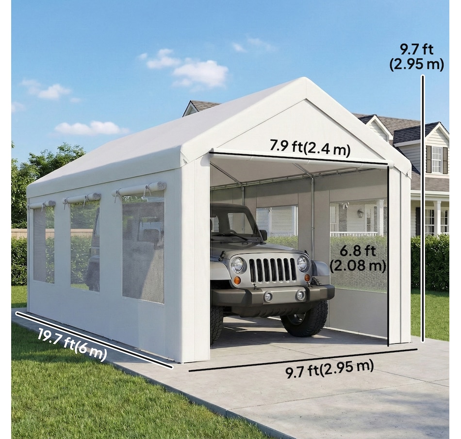 Image 938111_ALTMORE2.jpg, Product 938-111 / Price $329.99, Outsunny 10' x 20' Heavy Duty Carport, Height Adjustable Portable Garage from Outsunny on TSC.ca's Home & Garden department