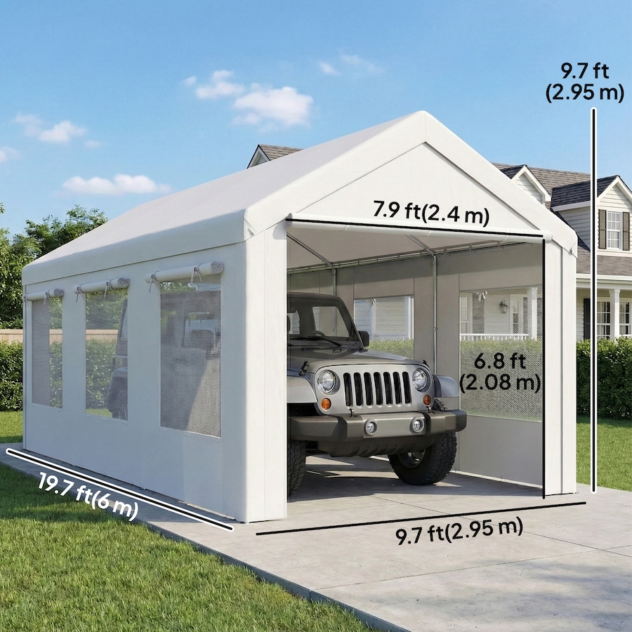 Image 938111_ALTMORE2.jpg, Product 938-111 / Price $374.99, Outsunny 10' x 20' Heavy Duty Carport, Height Adjustable Portable Garage from Outsunny on TSC.ca's Home & Garden department