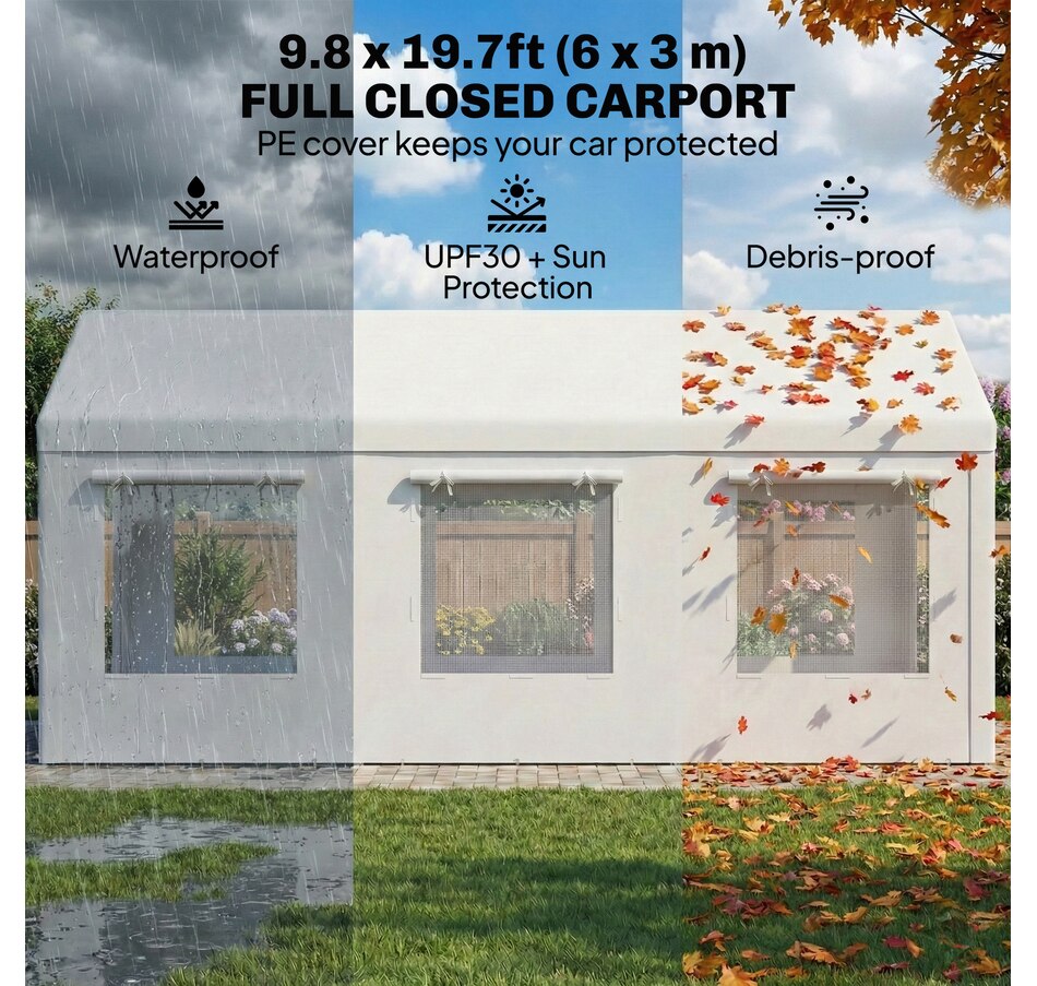 Image 938111_ALTMORE4.jpg, Product 938-111 / Price $329.99, Outsunny 10' x 20' Heavy Duty Carport, Height Adjustable Portable Garage from Outsunny on TSC.ca's Home & Garden department