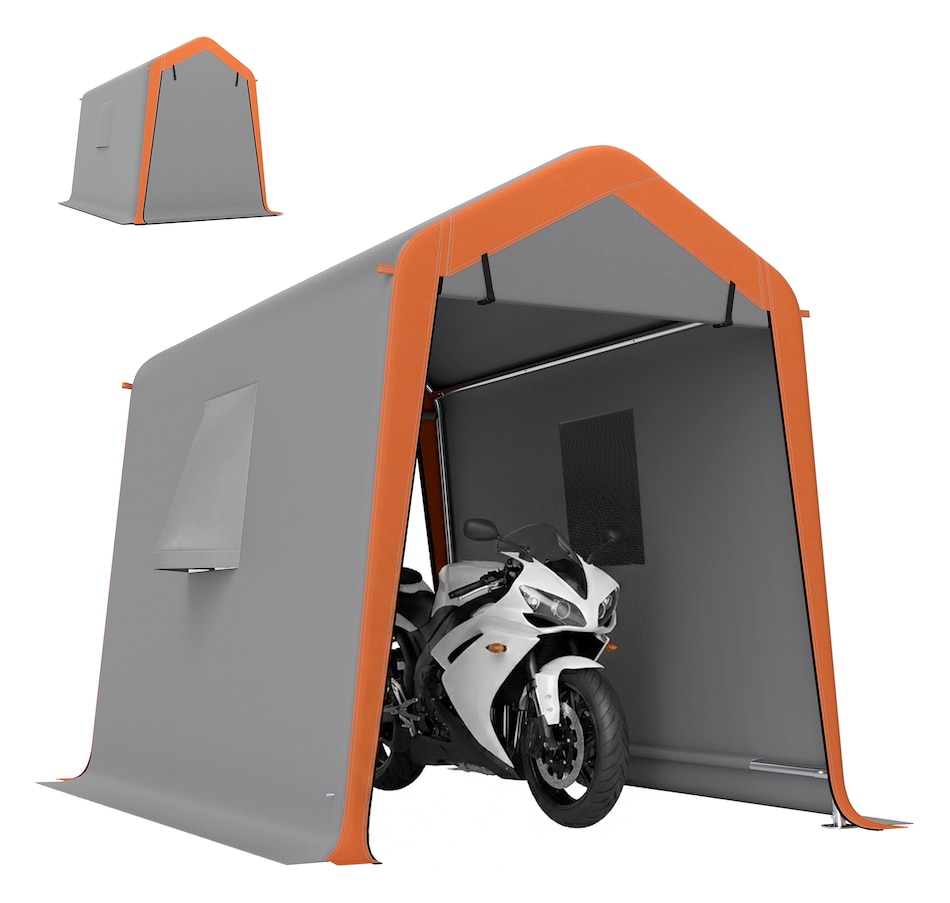 Image 938112.jpg, Product 938-112 / Price $159.99, Outsunny 6' x 8' Portable Shed, Outdoor Storage Shed Tent, Light Grey from Outsunny on TSC.ca's Home & Garden department