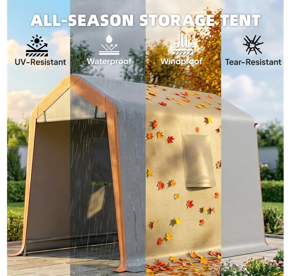 Image 938112_ALTMORE3.jpg, Product 938-112 / Price $159.99, Outsunny 6' x 8' Portable Shed, Outdoor Storage Shed Tent, Light Grey from Outsunny on TSC.ca's Home & Garden department