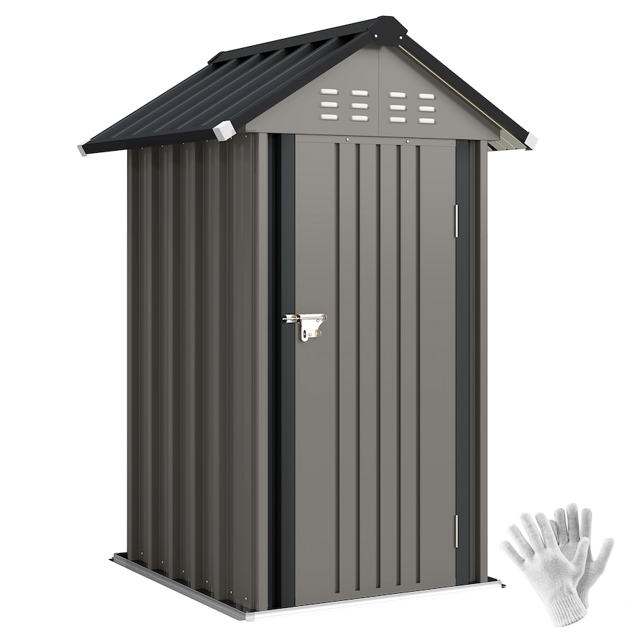 Image 938116.jpg, Product 938-116 / Price $269.99, Outsunny 4' x 4' Outdoor Storage Shed with Lockable Door, Light Grey from Outsunny on TSC.ca's Home & Garden department