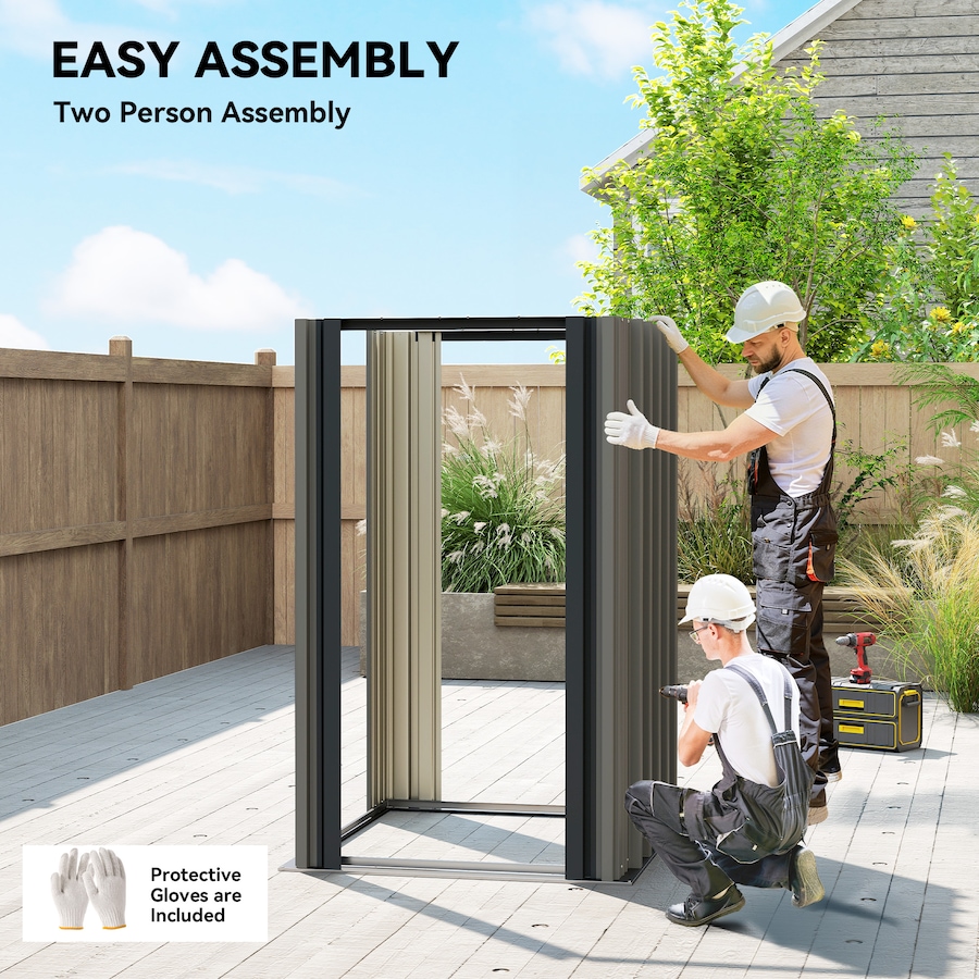 Image 938116_ALTMORE7.jpg, Product 938-116 / Price $269.99, Outsunny 4' x 4' Outdoor Storage Shed with Lockable Door, Light Grey from Outsunny on TSC.ca's Home & Garden department