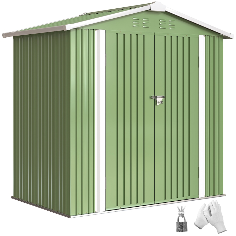 Image 938117.jpg, Product 938-117 / Price $280.99, Outsunny 6.5' x 4' Outdoor Storage Shed, Metal Garden Shed, Light Green from Outsunny on TSC.ca's Home & Garden department