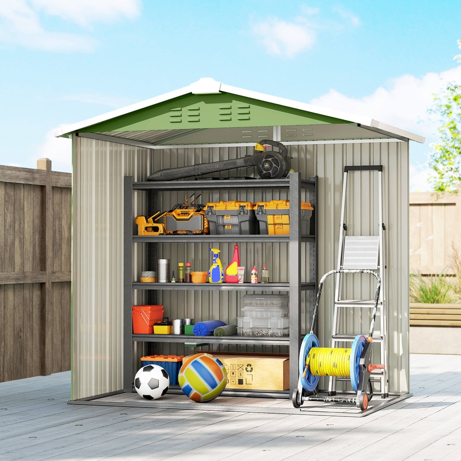 Image 938117_ALTMORE7.jpg, Product 938-117 / Price $280.99, Outsunny 6.5' x 4' Outdoor Storage Shed, Metal Garden Shed, Light Green from Outsunny on TSC.ca's Home & Garden department