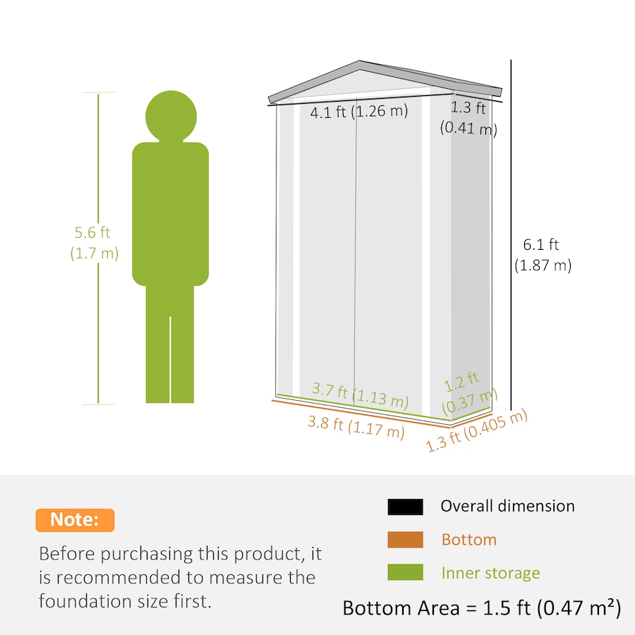 Image 938119_ALTMORE2.jpg, Product 938-119 / Price $209.99, Outsunny 4 x 1.3ft Outdoor Storage Shed with Shelf, Light Grey from Outsunny on TSC.ca's Home & Garden department