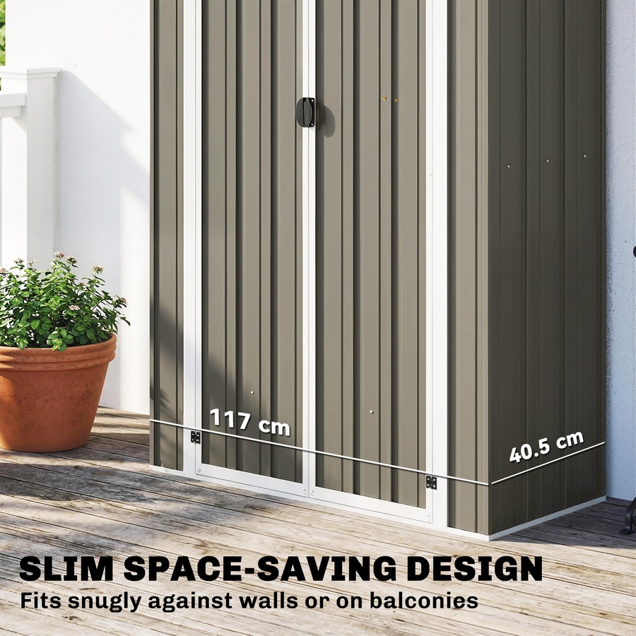 Image 938119_ALTMORE3.jpg, Product 938-119 / Price $209.99, Outsunny 4 x 1.3ft Outdoor Storage Shed with Shelf, Light Grey from Outsunny on TSC.ca's Home & Garden department