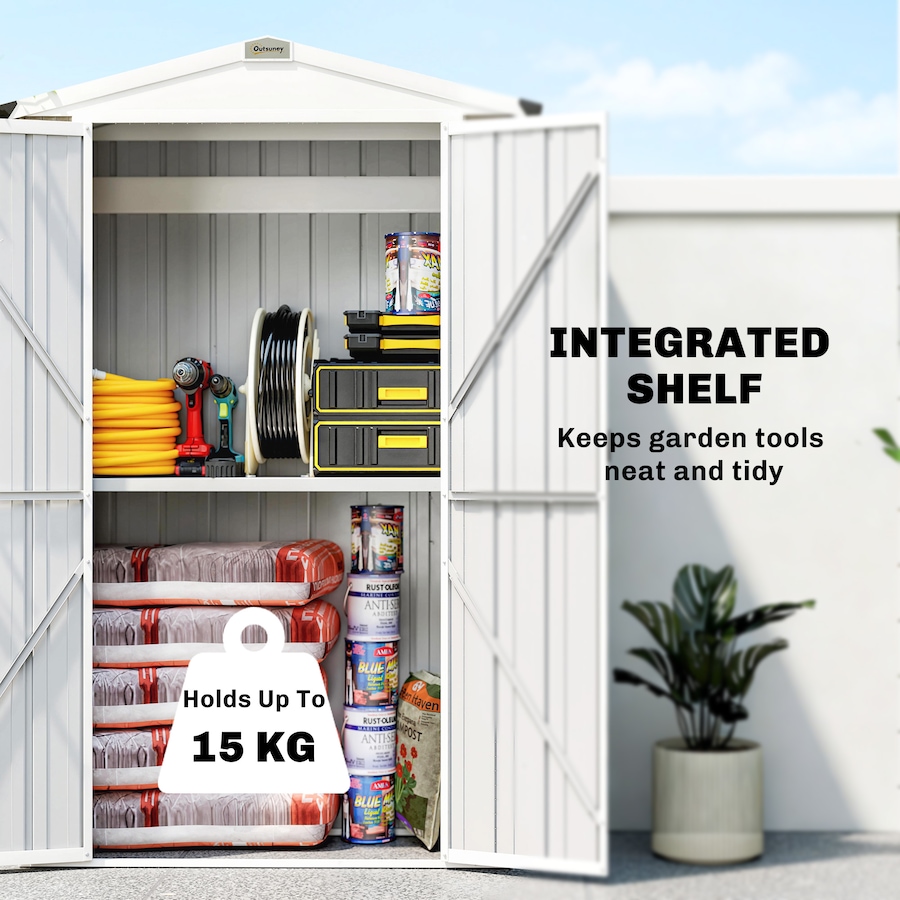 Image 938119_ALTMORE4.jpg, Product 938-119 / Price $209.99, Outsunny 4 x 1.3ft Outdoor Storage Shed with Shelf, Light Grey from Outsunny on TSC.ca's Home & Garden department