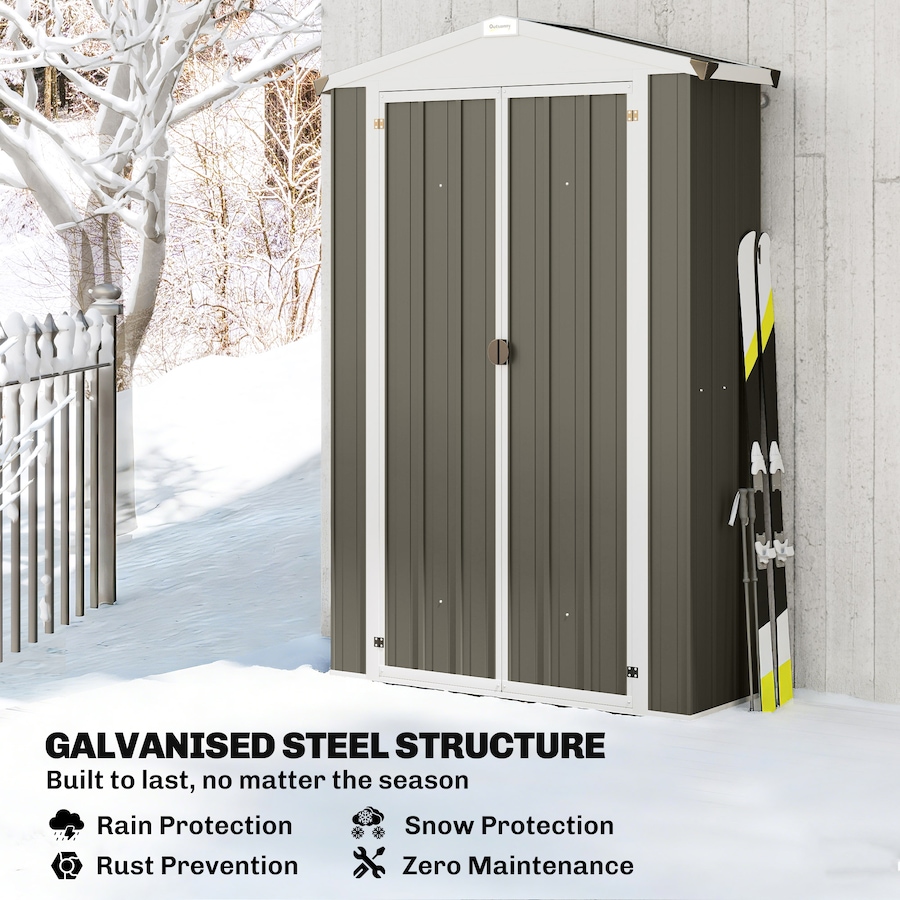 Image 938119_ALTMORE5.jpg, Product 938-119 / Price $209.99, Outsunny 4 x 1.3ft Outdoor Storage Shed with Shelf, Light Grey from Outsunny on TSC.ca's Home & Garden department