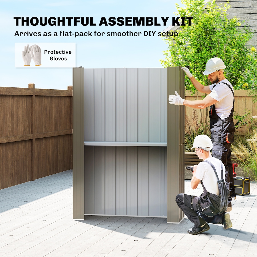 Image 938119_ALTMORE8.jpg, Product 938-119 / Price $209.99, Outsunny 4 x 1.3ft Outdoor Storage Shed with Shelf, Light Grey from Outsunny on TSC.ca's Home & Garden department