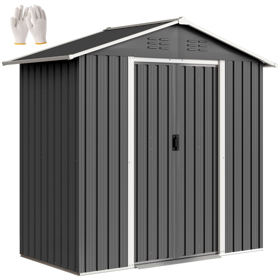 Image 938120.jpg, Product 938-120 / Price $299.99, Outsunny 6.5x3.5ft Metal Garden Shed for Outdoor Storage, Dark Grey from Outsunny on TSC.ca's Home & Garden department