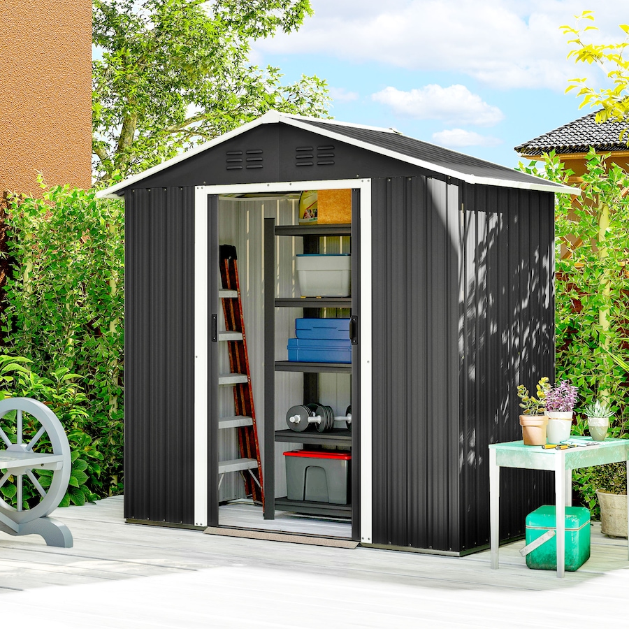 Image 938120_ALTMORE1.jpg, Product 938-120 / Price $299.99, Outsunny 6.5x3.5ft Metal Garden Shed for Outdoor Storage, Dark Grey from Outsunny on TSC.ca's Home & Garden department