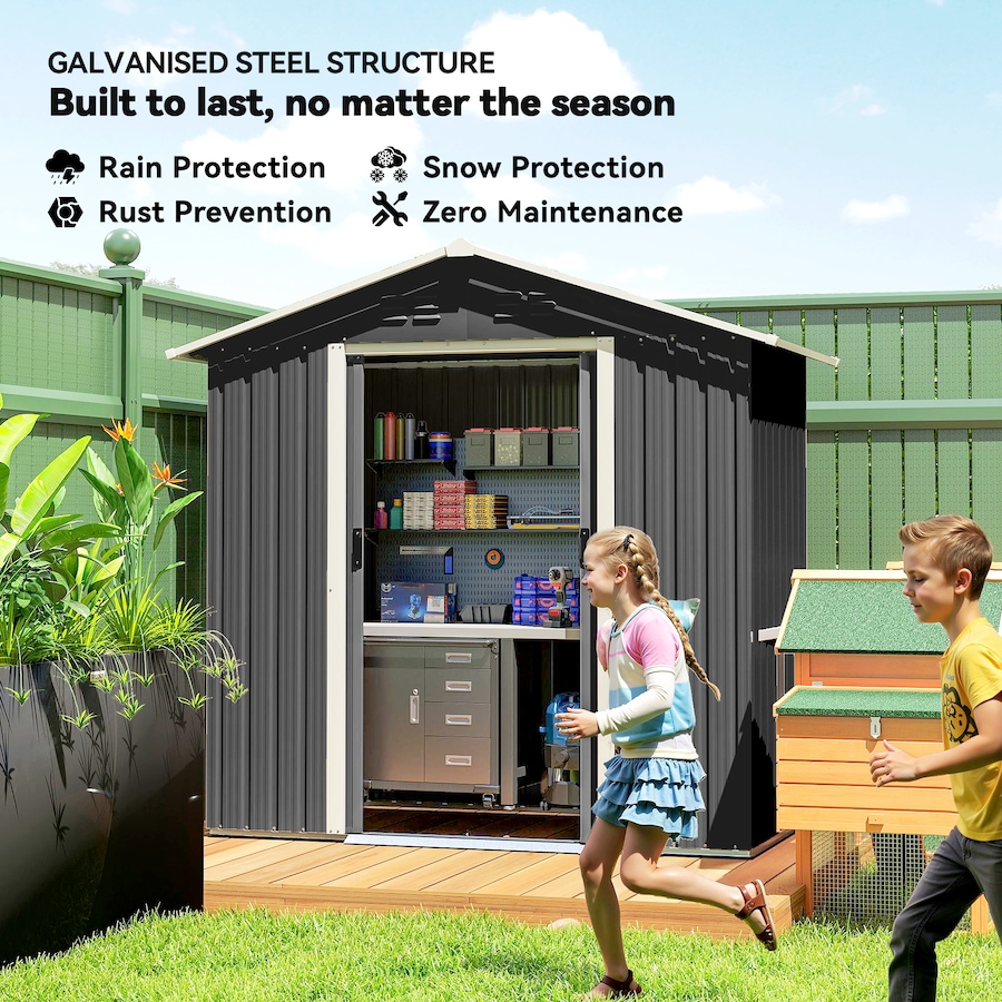 Image 938120_ALTMORE3.jpg, Product 938-120 / Price $299.99, Outsunny 6.5x3.5ft Metal Garden Shed for Outdoor Storage, Dark Grey from Outsunny on TSC.ca's Home & Garden department