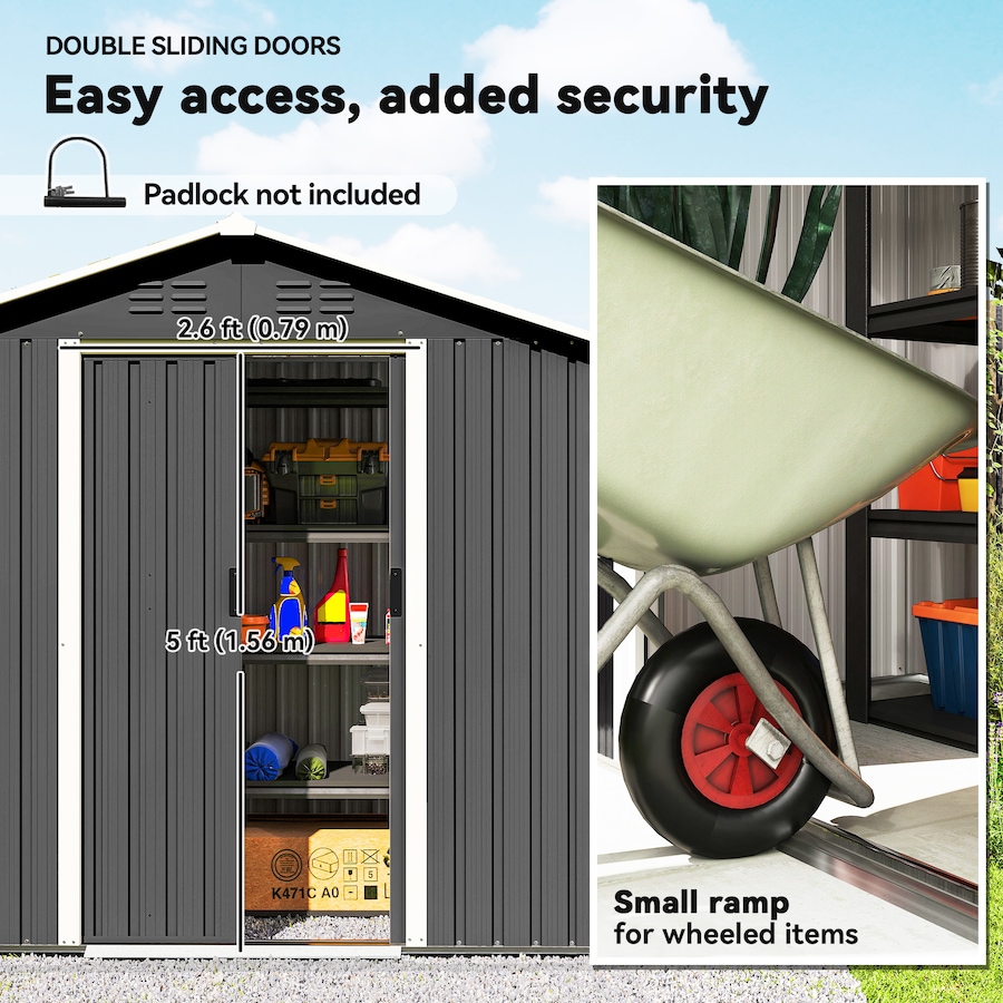 Image 938120_ALTMORE4.jpg, Product 938-120 / Price $299.99, Outsunny 6.5x3.5ft Metal Garden Shed for Outdoor Storage, Dark Grey from Outsunny on TSC.ca's Home & Garden department