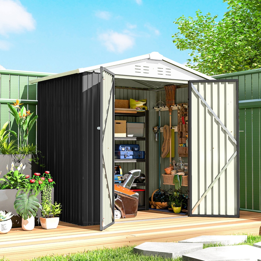 Image 938122_ALTMORE1.jpg, Product 938-122 / Price $309.99, Outsunny 6.5' x 4' Outdoor Storage Shed, Metal Garden Shed, Dark Grey from Outsunny on TSC.ca's Home & Garden department