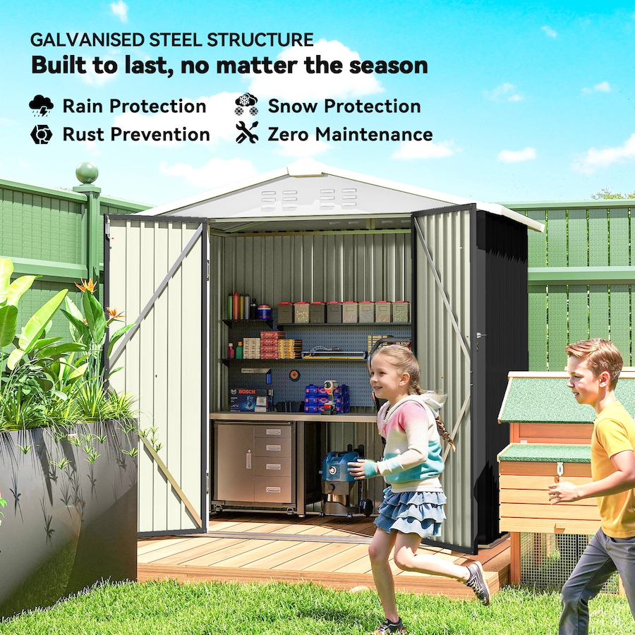 Image 938122_ALTMORE3.jpg, Product 938-122 / Price $309.99, Outsunny 6.5' x 4' Outdoor Storage Shed, Metal Garden Shed, Dark Grey from Outsunny on TSC.ca's Home & Garden department