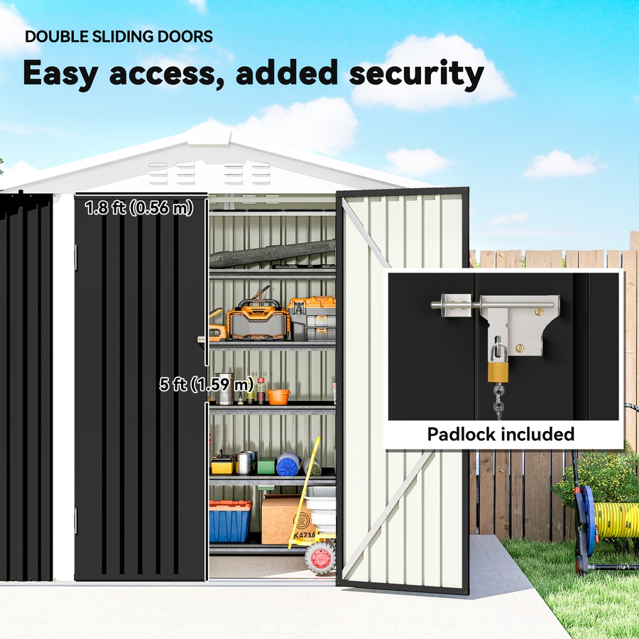 Image 938122_ALTMORE6.jpg, Product 938-122 / Price $309.99, Outsunny 6.5' x 4' Outdoor Storage Shed, Metal Garden Shed, Dark Grey from Outsunny on TSC.ca's Home & Garden department