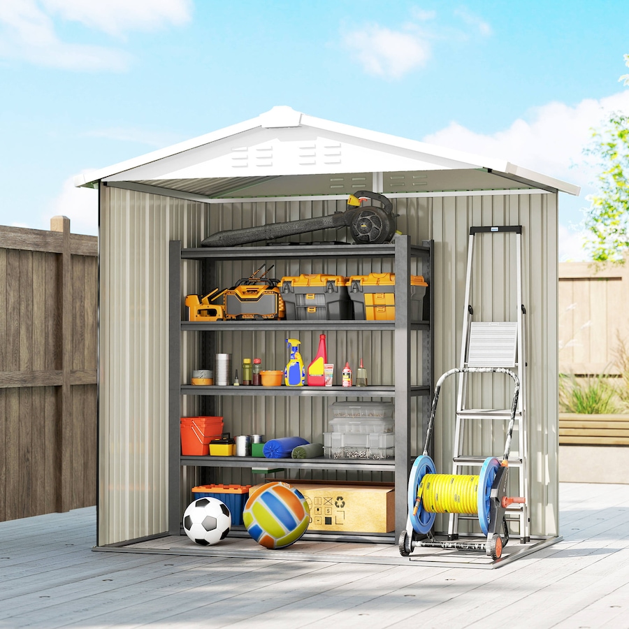 Image 938122_ALTMORE7.jpg, Product 938-122 / Price $309.99, Outsunny 6.5' x 4' Outdoor Storage Shed, Metal Garden Shed, Dark Grey from Outsunny on TSC.ca's Home & Garden department