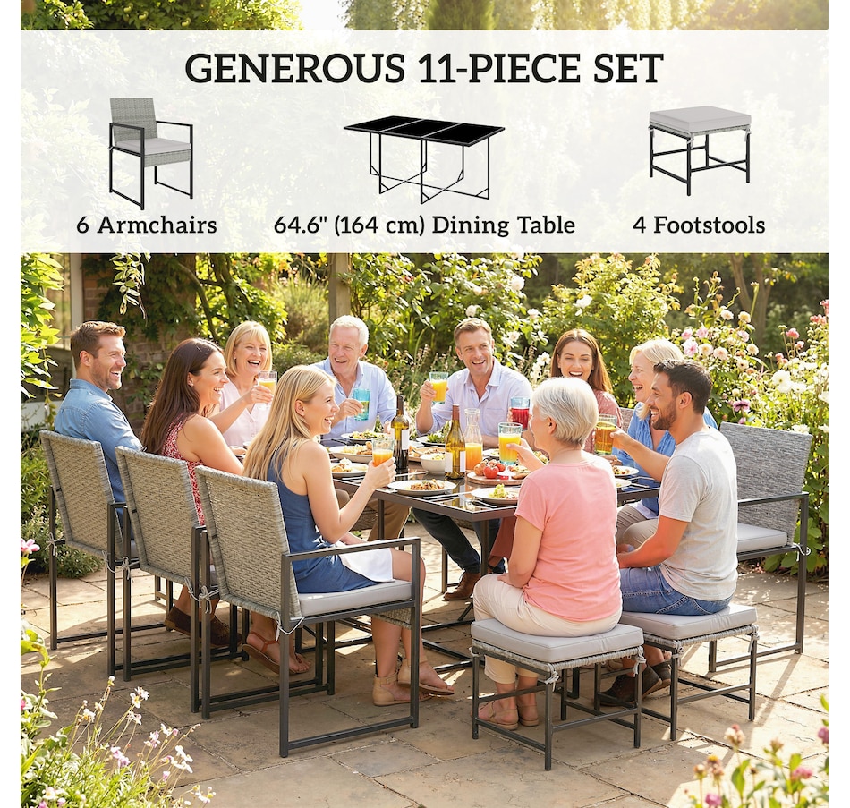 Image 938169_ALTMORE3.jpg, Product 938-169 / Price $579.99, Outsunny 11 Pieces Patio Dining Set with Removable Cushions, Light Grey from Outsunny on TSC.ca's Home & Garden department