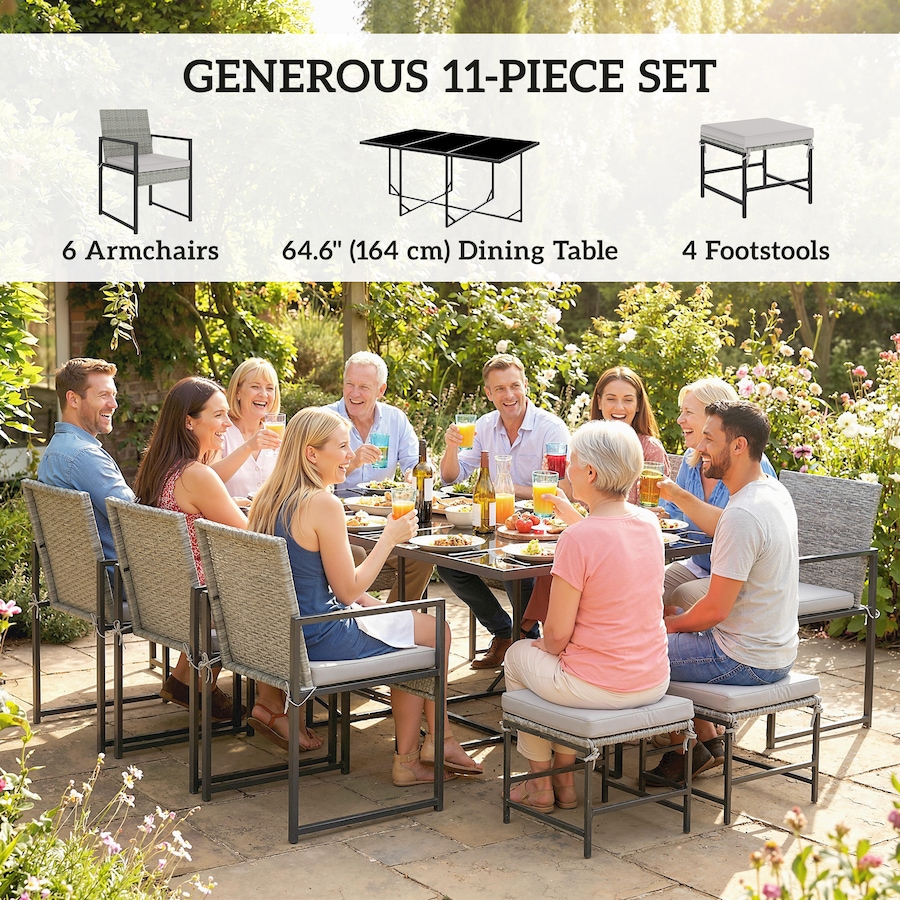 Image 938169_ALTMORE3.jpg, Product 938-169 / Price $579.99, Outsunny 11 Pieces Patio Dining Set with Removable Cushions, Light Grey from Outsunny on TSC.ca's Home & Garden department