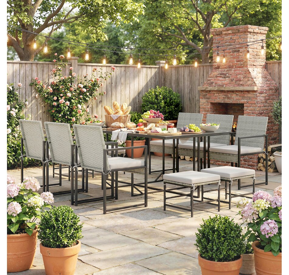 Image 938169_ALTMORE8.jpg, Product 938-169 / Price $579.99, Outsunny 11 Pieces Patio Dining Set with Removable Cushions, Light Grey from Outsunny on TSC.ca's Home & Garden department