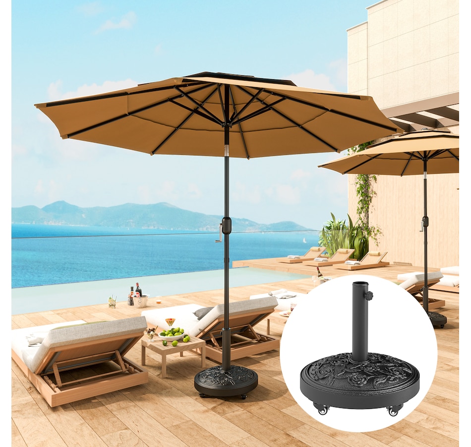 Image 938174_ALTMORE1.jpg, Product 938-174 / Price $84.99, Outsunny Patio Umbrella Base, 46 lbs Umbrella Stand with Wheels, Black from Outsunny on TSC.ca's Home & Garden department