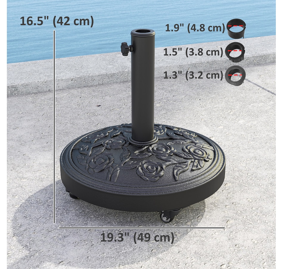 Image 938174_ALTMORE2.jpg, Product 938-174 / Price $84.99, Outsunny Patio Umbrella Base, 46 lbs Umbrella Stand with Wheels, Black from Outsunny on TSC.ca's Home & Garden department