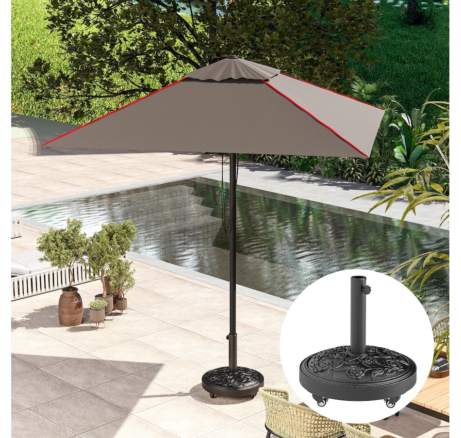 Image 938174_ALTMORE7.jpg, Product 938-174 / Price $84.99, Outsunny Patio Umbrella Base, 46 lbs Umbrella Stand with Wheels, Black from Outsunny on TSC.ca's Home & Garden department