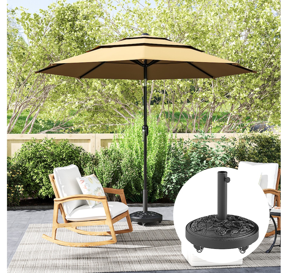 Image 938174_ALTMORE8.jpg, Product 938-174 / Price $84.99, Outsunny Patio Umbrella Base, 46 lbs Umbrella Stand with Wheels, Black from Outsunny on TSC.ca's Home & Garden department