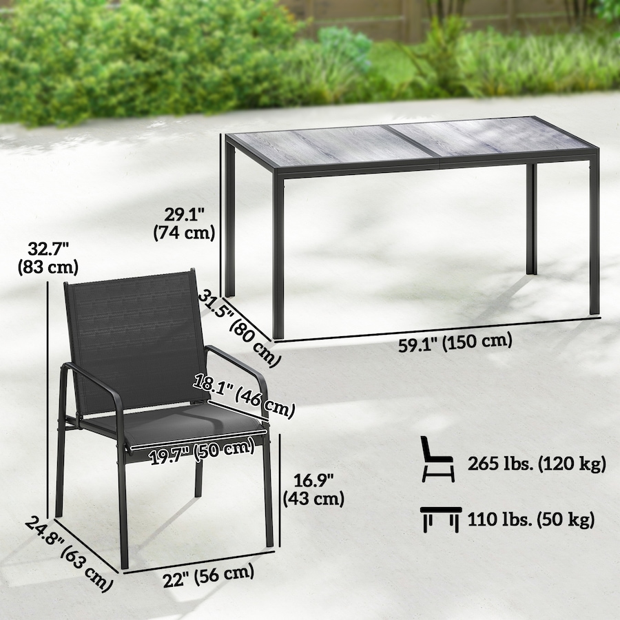 Image 938184_ALTMORE2.jpg, Product 938-184 / Price $399.99, Outsunny Outdoor Dining Set for 6, Faux Wood Patio Table and Chairs, Black from Outsunny on TSC.ca's Home & Garden department