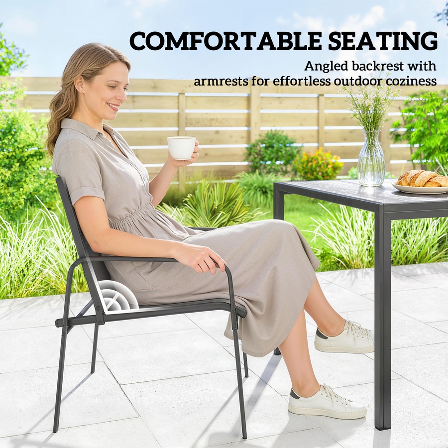 Image 938184_ALTMORE5.jpg, Product 938-184 / Price $399.99, Outsunny Outdoor Dining Set for 6, Faux Wood Patio Table and Chairs, Black from Outsunny on TSC.ca's Home & Garden department