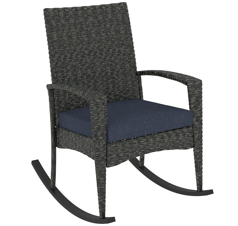 Image 938185.jpg, Product 938-185 / Price $129.99, Outsunny Outdoor Rocking Chair with Cushion, High Back for Garden Navy Blue from Outsunny on TSC.ca's Home & Garden department