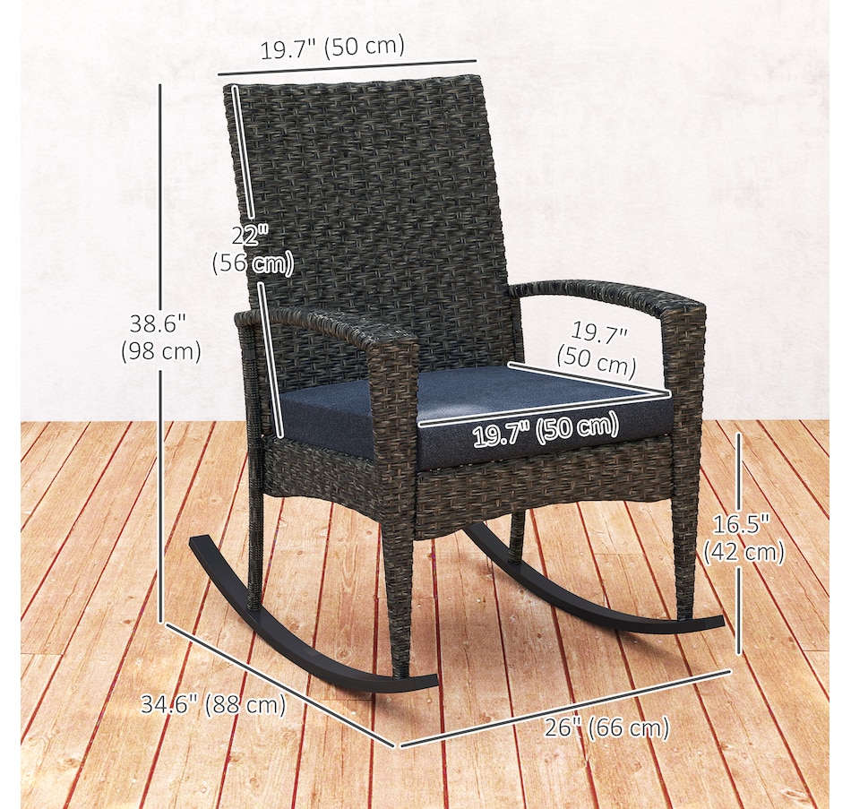 Image 938185_ALTMORE2.jpg, Product 938-185 / Price $129.99, Outsunny Outdoor Rocking Chair with Cushion, High Back for Garden Navy Blue from Outsunny on TSC.ca's Home & Garden department