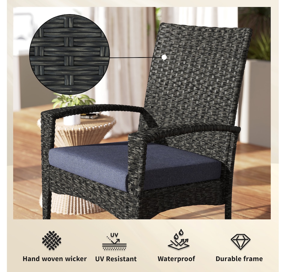 Image 938185_ALTMORE3.jpg, Product 938-185 / Price $129.99, Outsunny Outdoor Rocking Chair with Cushion, High Back for Garden Navy Blue from Outsunny on TSC.ca's Home & Garden department