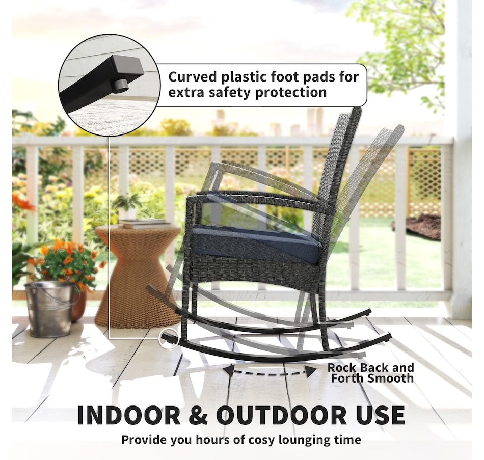 Image 938185_ALTMORE6.jpg, Product 938-185 / Price $129.99, Outsunny Outdoor Rocking Chair with Cushion, High Back for Garden Navy Blue from Outsunny on TSC.ca's Home & Garden department