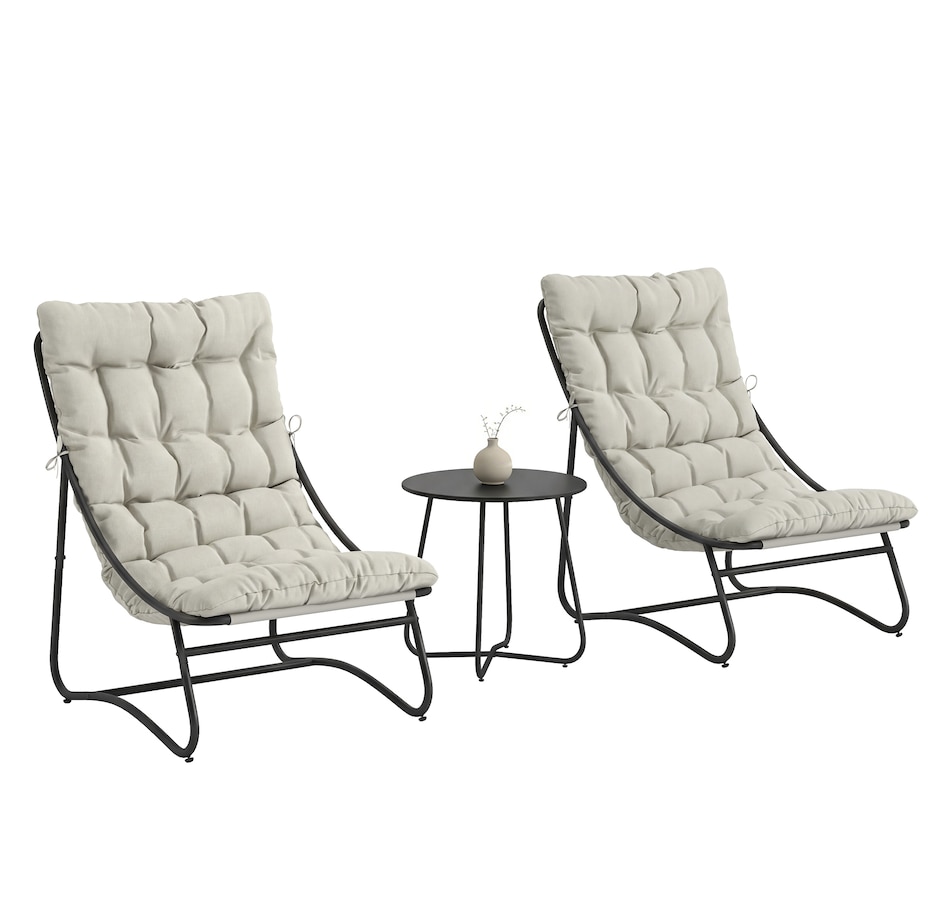Image 938188.jpg, Product 938-188 / Price $269.99, Outsunny Outdoor Bistro Set, Patio Table and Chairs w/ Cushions, Light Grey from Outsunny on TSC.ca's Home & Garden department
