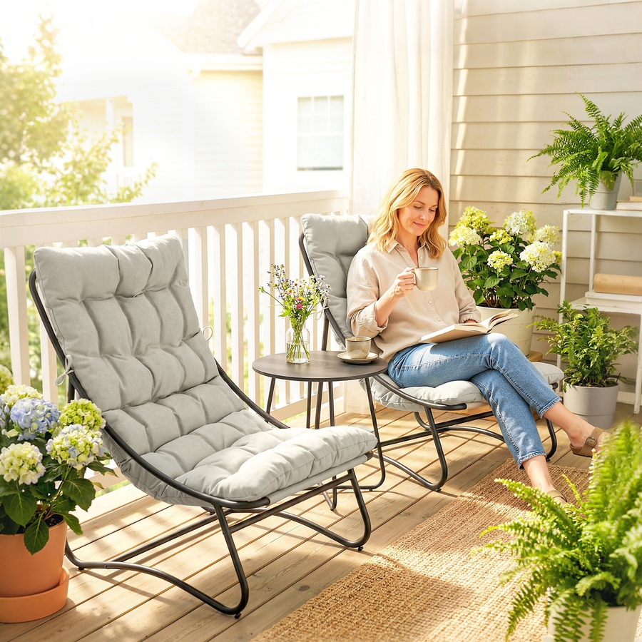 Image 938188_ALTMORE1.jpg, Product 938-188 / Price $269.99, Outsunny Outdoor Bistro Set, Patio Table and Chairs w/ Cushions, Light Grey from Outsunny on TSC.ca's Home & Garden department
