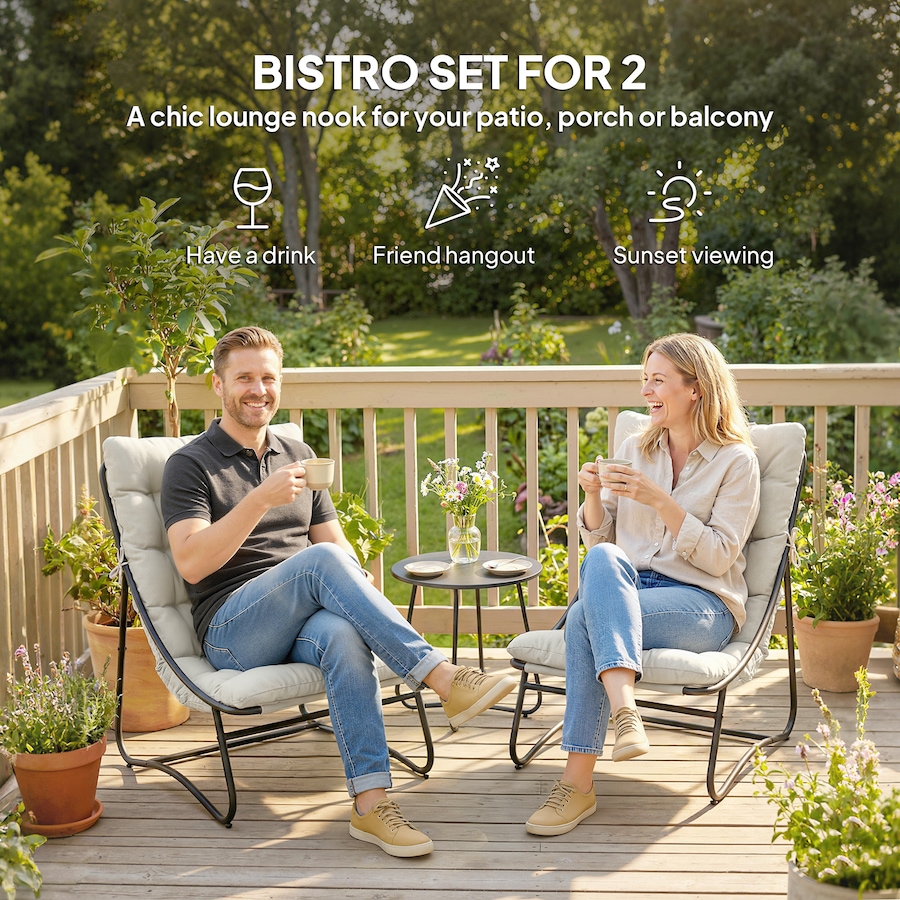 Image 938188_ALTMORE3.jpg, Product 938-188 / Price $269.99, Outsunny Outdoor Bistro Set, Patio Table and Chairs w/ Cushions, Light Grey from Outsunny on TSC.ca's Home & Garden department