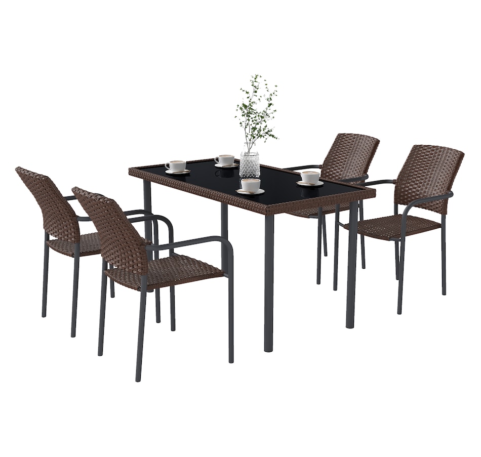 Image 938190.jpg, Product 938-190 / Price $349.99, Outsunny 5 Pieces Outdoor Dining Set for 4, PE Rattan Patio Furniture Set from Outsunny on TSC.ca's Home & Garden department