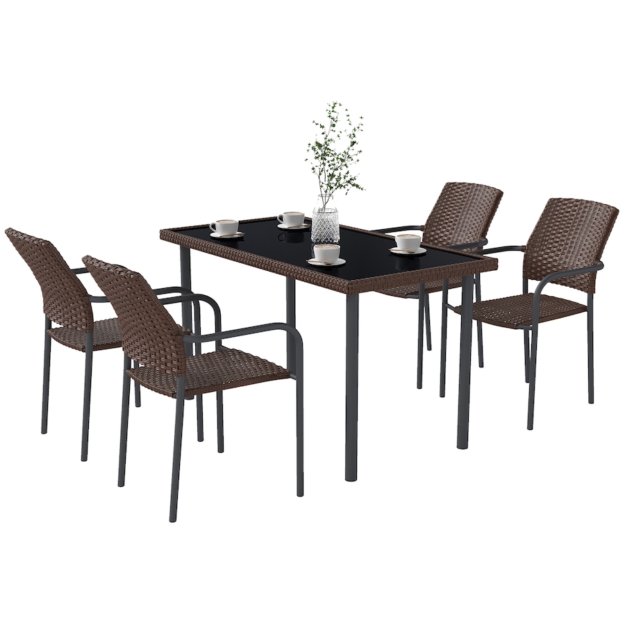 Image 938190.jpg, Product 938-190 / Price $364.99, Outsunny 5 Pieces Outdoor Dining Set for 4, PE Rattan Patio Furniture Set from Outsunny on TSC.ca's Home & Garden department
