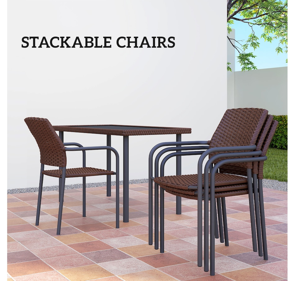 Image 938190_ALTMORE7.jpg, Product 938-190 / Price $349.99, Outsunny 5 Pieces Outdoor Dining Set for 4, PE Rattan Patio Furniture Set from Outsunny on TSC.ca's Home & Garden department