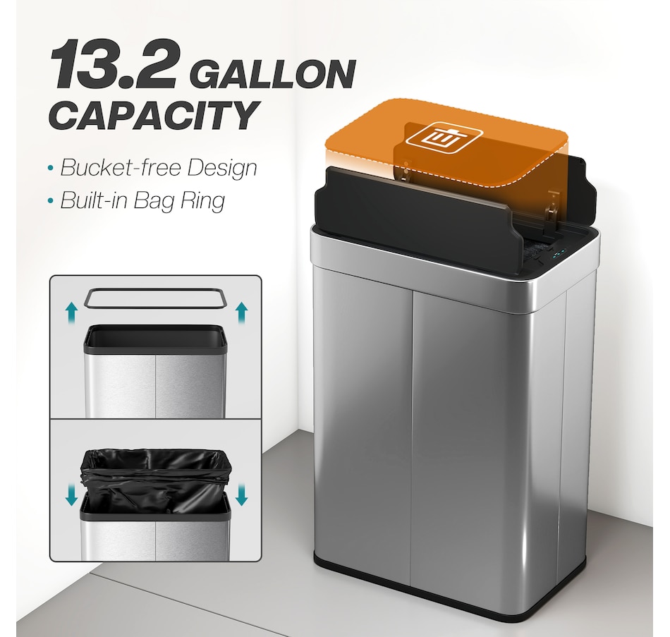 Image 938212_ALTMORE12.jpg, Product 938-212 / Price $94.99 - $104.99, HOMCOM Sensor Garbage Can with Soft-Close Lid Sensor Trash Can from HOMCOM on TSC.ca's Kitchen department