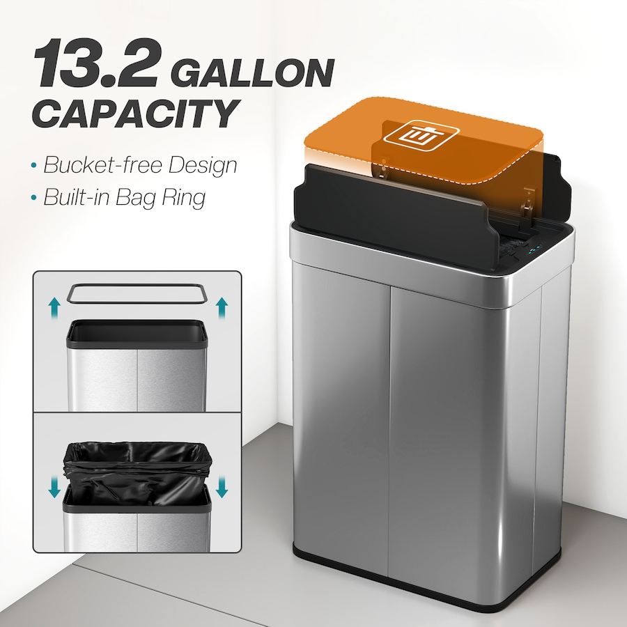 Image 938212_ALTMORE12.jpg, Product 938-212 / Price $104.99, HOMCOM Sensor Garbage Can with Soft-Close Lid Sensor Trash Can from HOMCOM on TSC.ca's Kitchen department