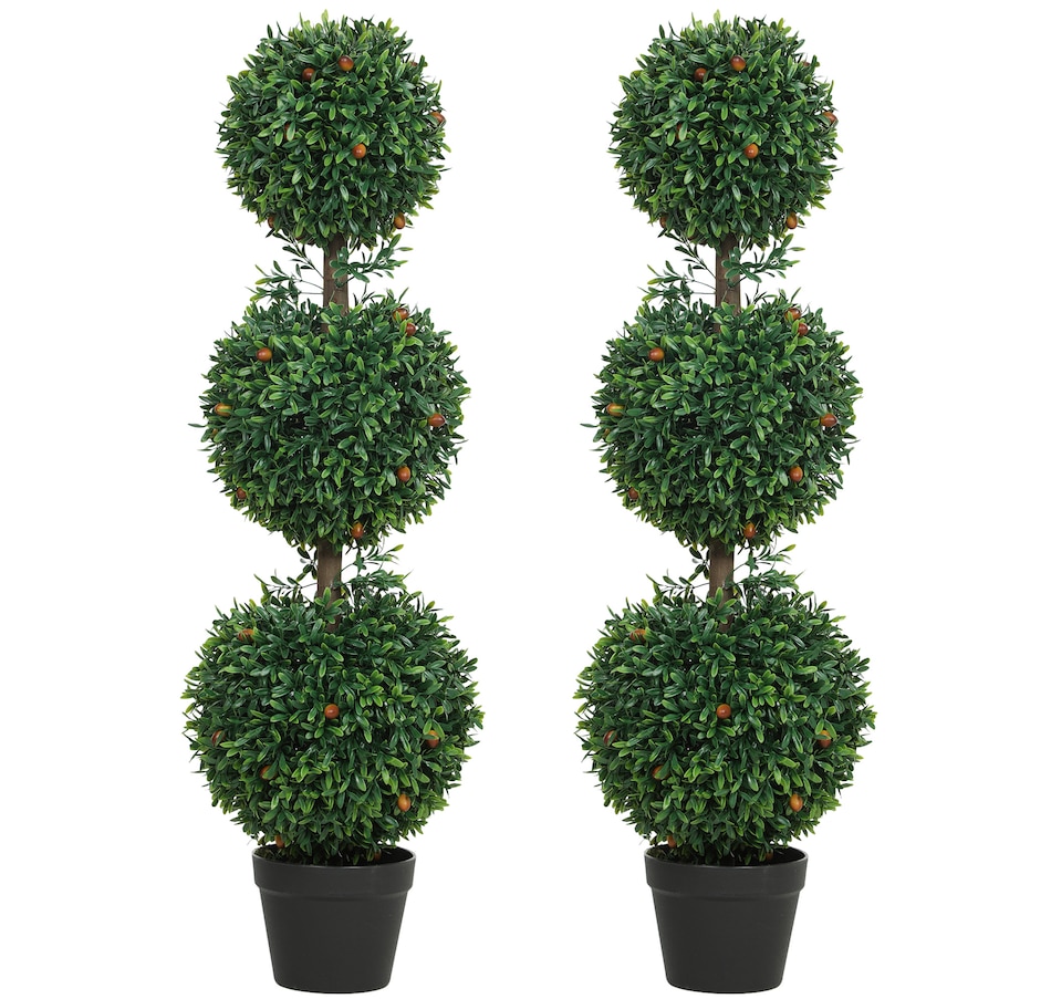 Image 938214.jpg, Product 938-214 / Price $74.99 - $94.99, HOMCOM Artificial Boxwood Topiary Trees Fake Plants Set of 2, Green from HOMCOM on TSC.ca's Home & Garden department
