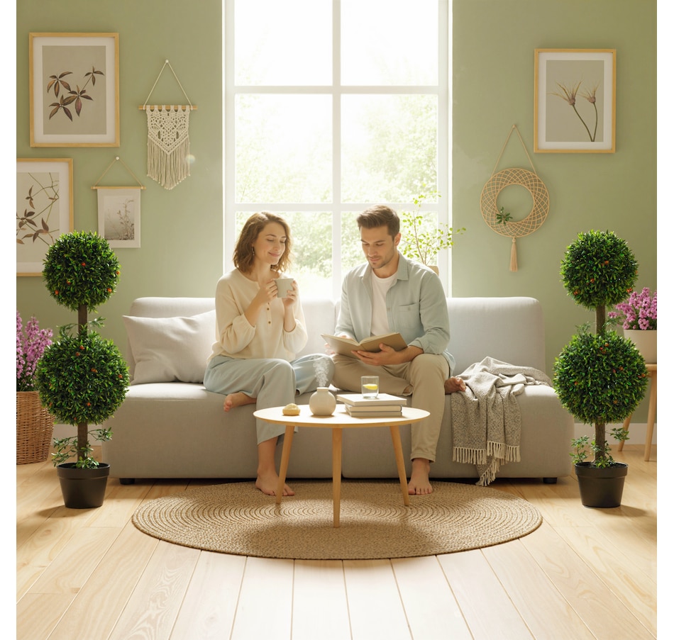 Image 938214_ALTMORE1.jpg, Product 938-214 / Price $74.99 - $94.99, HOMCOM Artificial Boxwood Topiary Trees Fake Plants Set of 2, Green from HOMCOM on TSC.ca's Home & Garden department