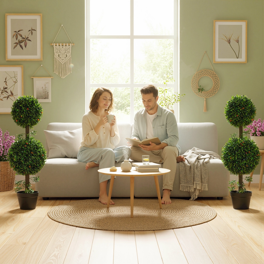 Image 938214_ALTMORE1.jpg, Product 938-214 / Price $64.99 - $94.99, HOMCOM Artificial Boxwood Topiary Trees Fake Plants Set of 2, Green from HOMCOM on TSC.ca's Home & Garden department