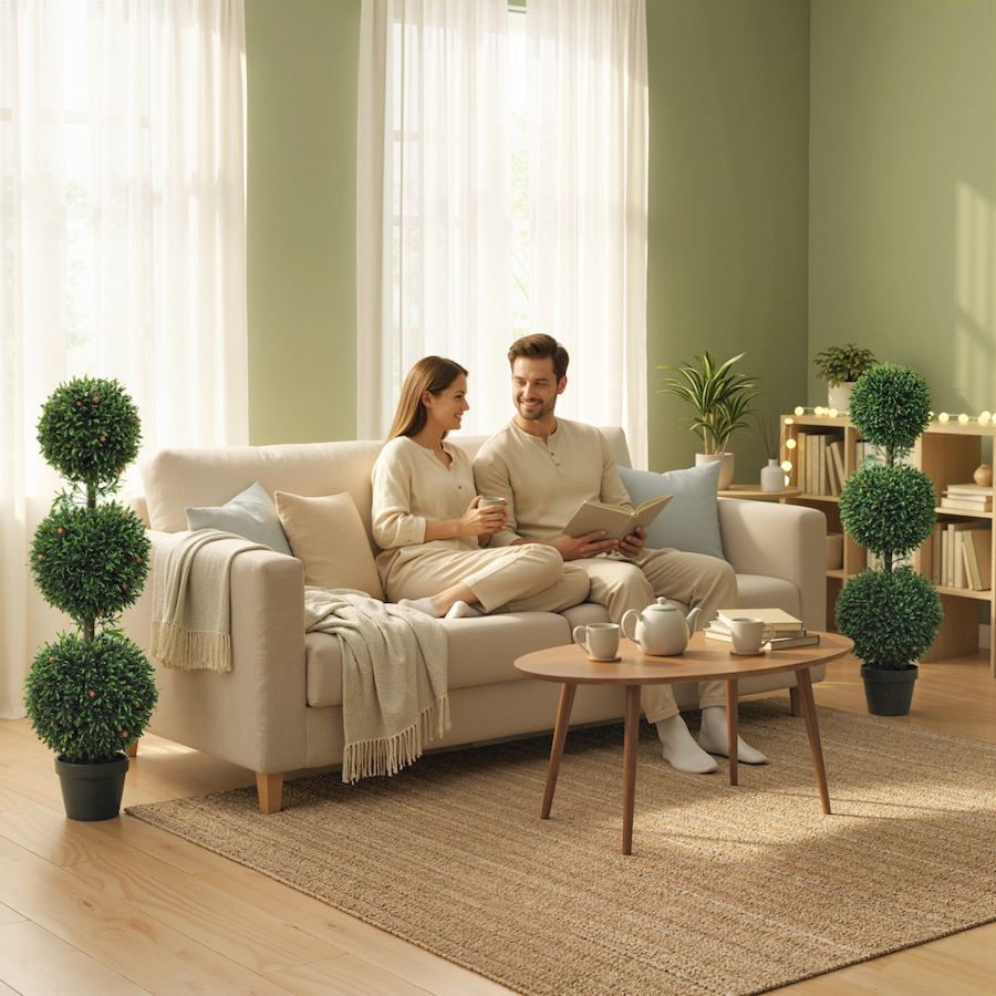 Image 938214_ALTMORE10.jpg, Product 938-214 / Price $64.99 - $94.99, HOMCOM Artificial Boxwood Topiary Trees Fake Plants Set of 2, Green from HOMCOM on TSC.ca's Home & Garden department