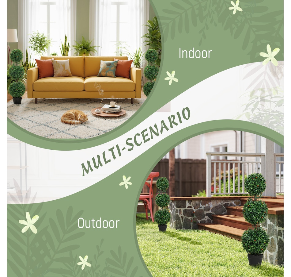 Image 938214_ALTMORE13.jpg, Product 938-214 / Price $74.99 - $94.99, HOMCOM Artificial Boxwood Topiary Trees Fake Plants Set of 2, Green from HOMCOM on TSC.ca's Home & Garden department