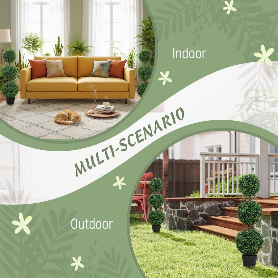 Image 938214_ALTMORE13.jpg, Product 938-214 / Price $64.99 - $94.99, HOMCOM Artificial Boxwood Topiary Trees Fake Plants Set of 2, Green from HOMCOM on TSC.ca's Home & Garden department